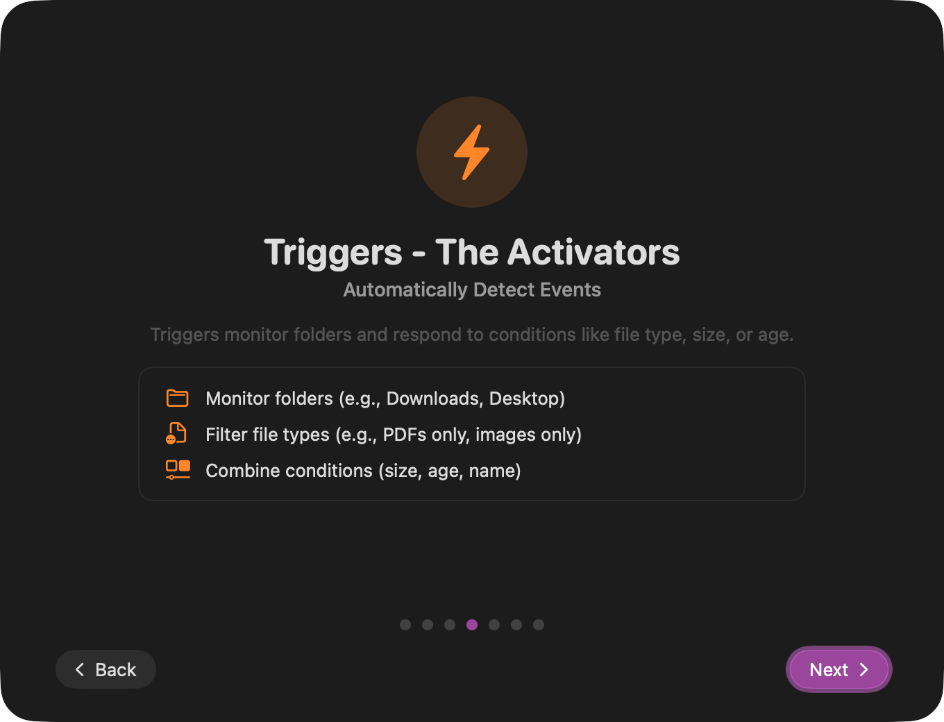 Trigger-Übersicht (Dark Mode)