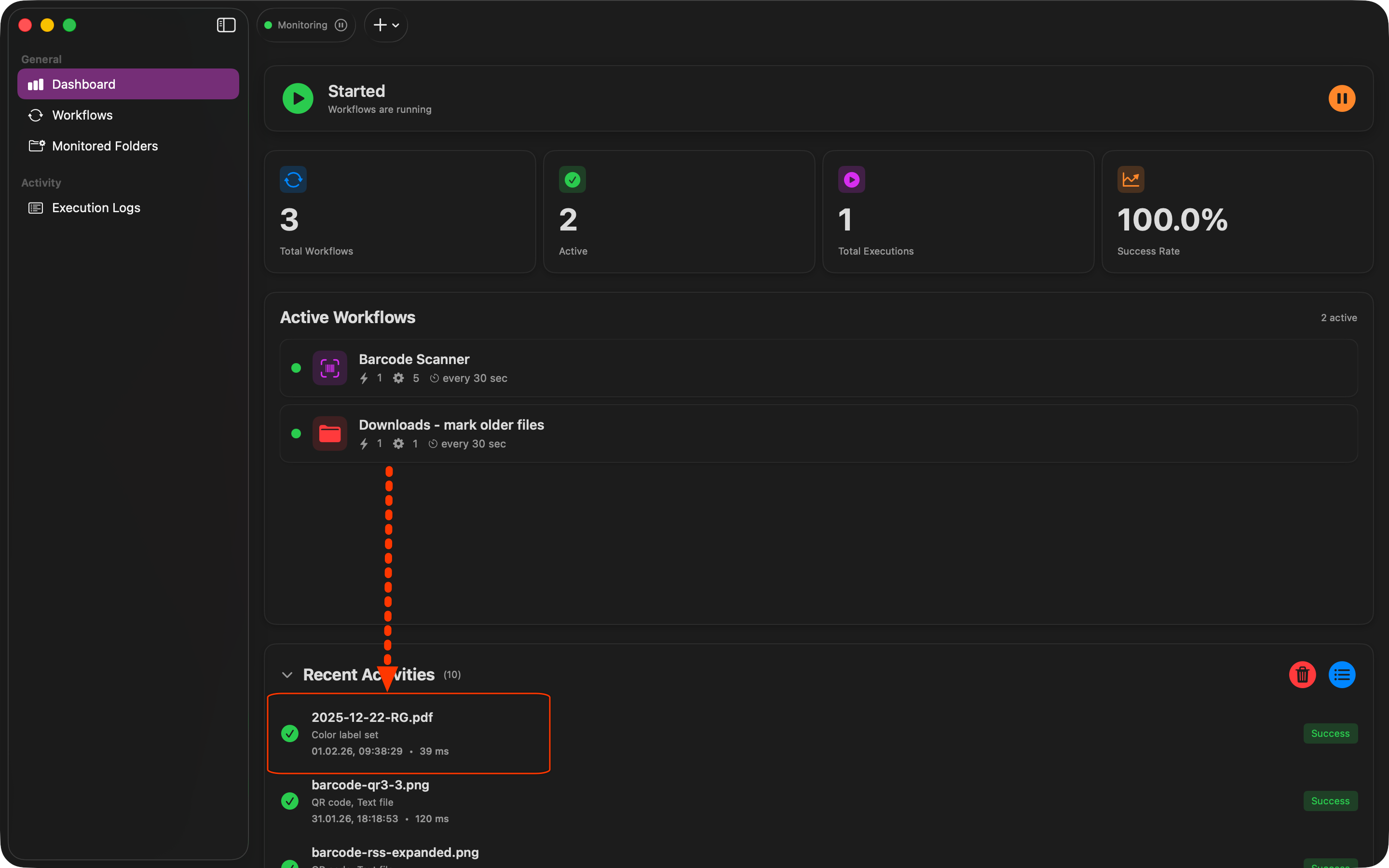 Workflow läuft (Dark Mode)