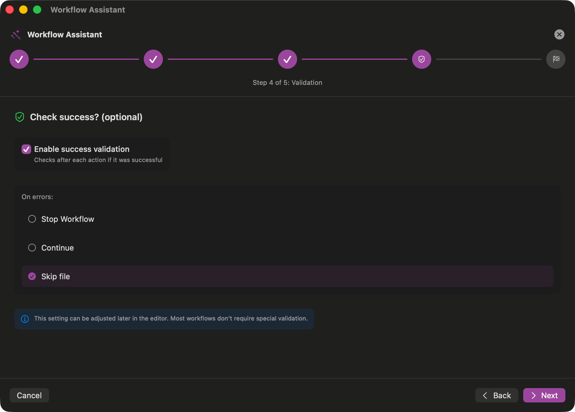 Validierung (Dark Mode)