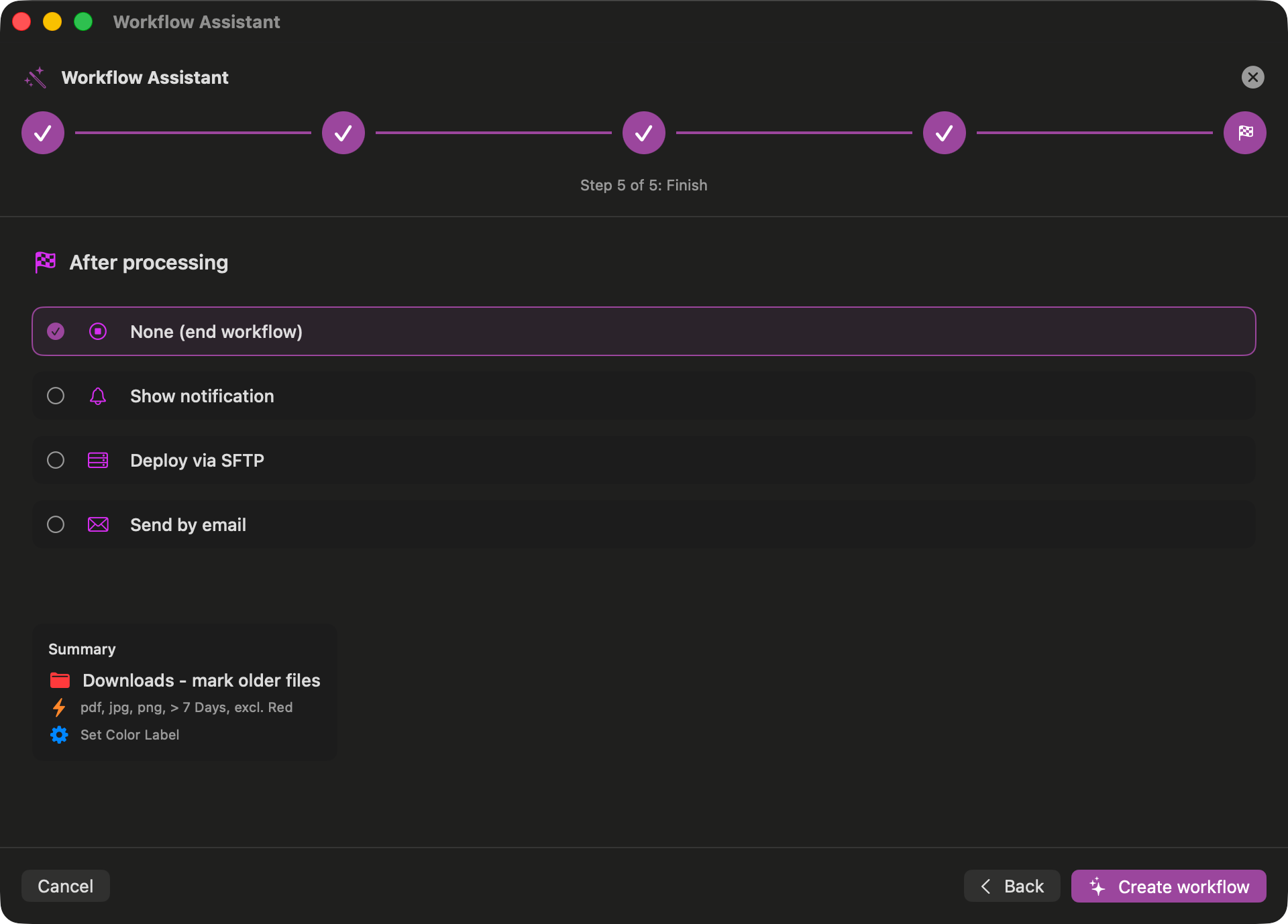 Fertigstellen (Dark Mode)