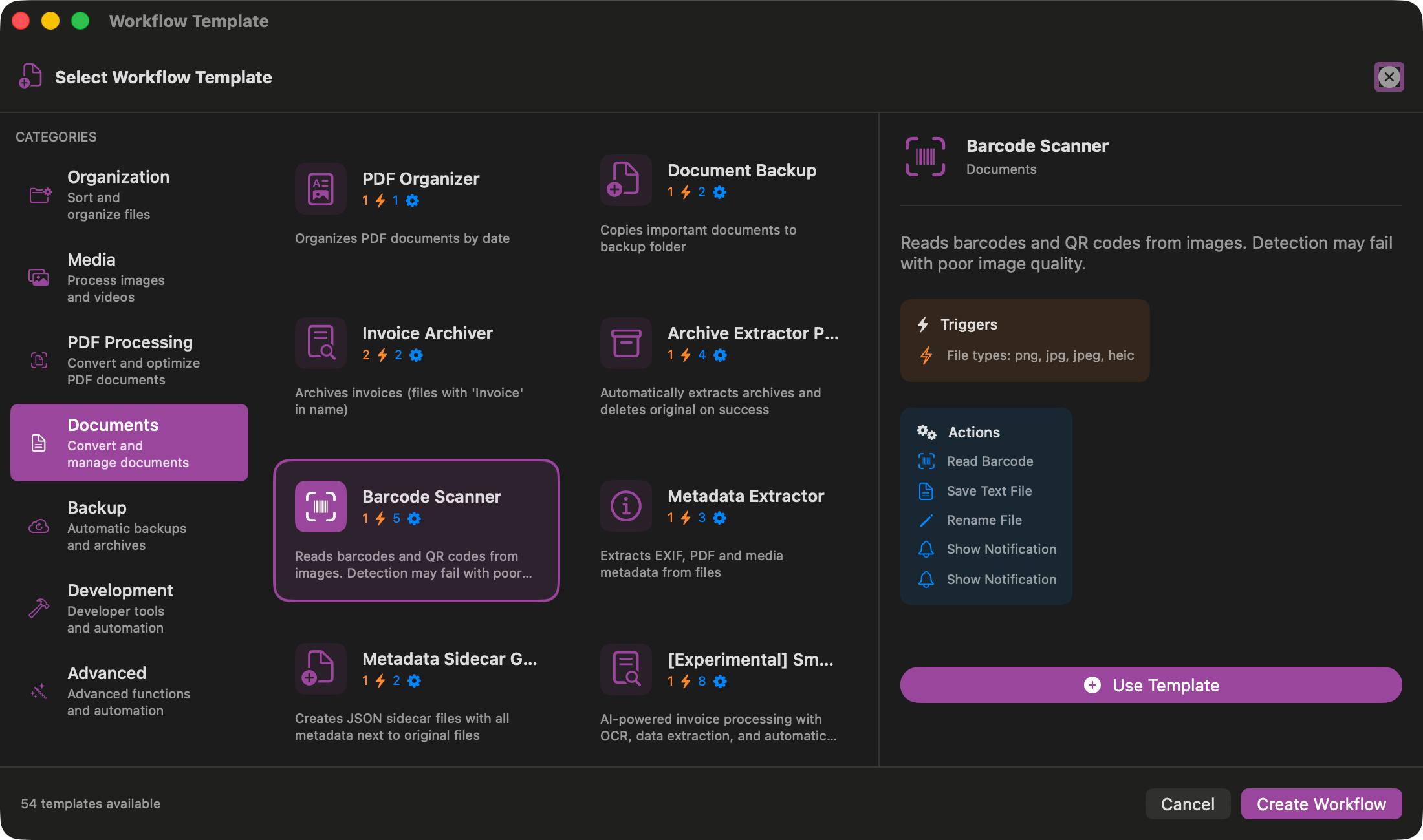 Template Details (Dark Mode)