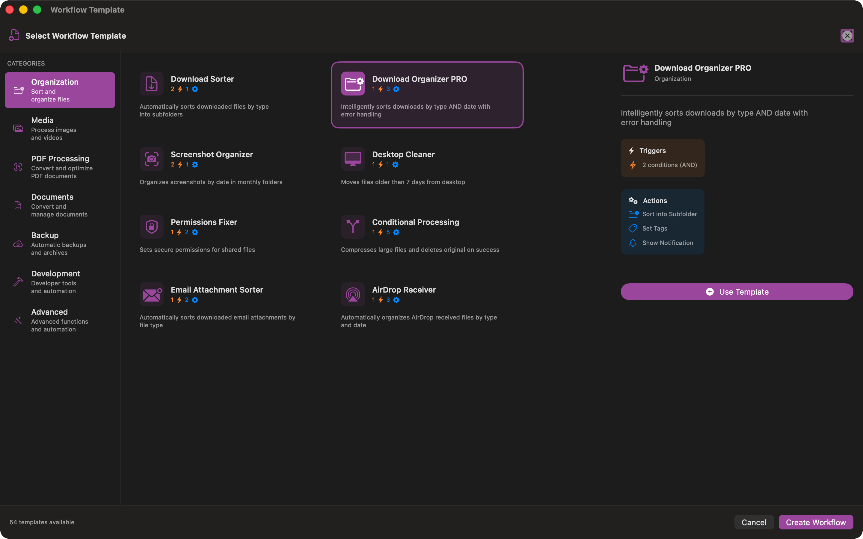 Organisation Templates (Dark Mode)