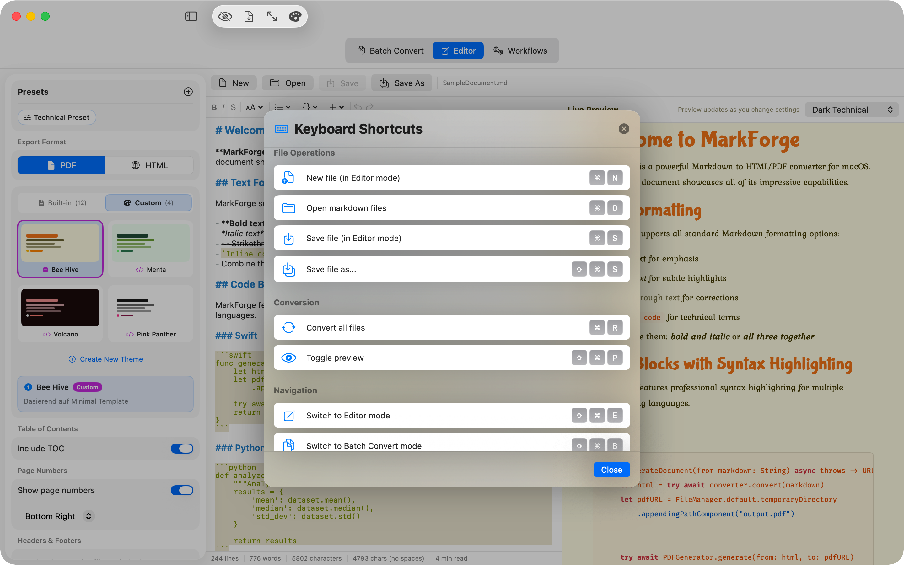 Keyboard Shortcuts