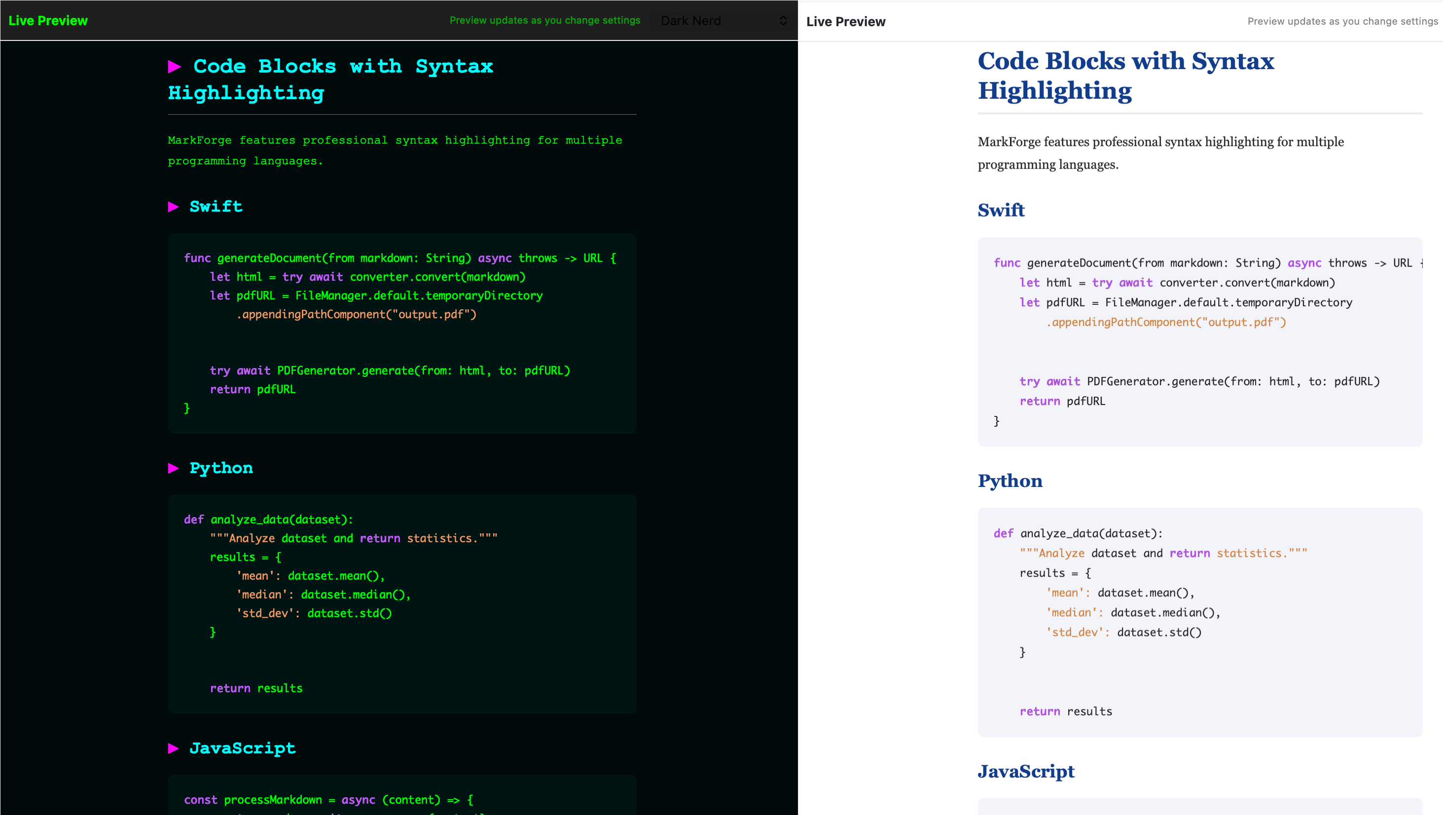 Light/Dark Themes