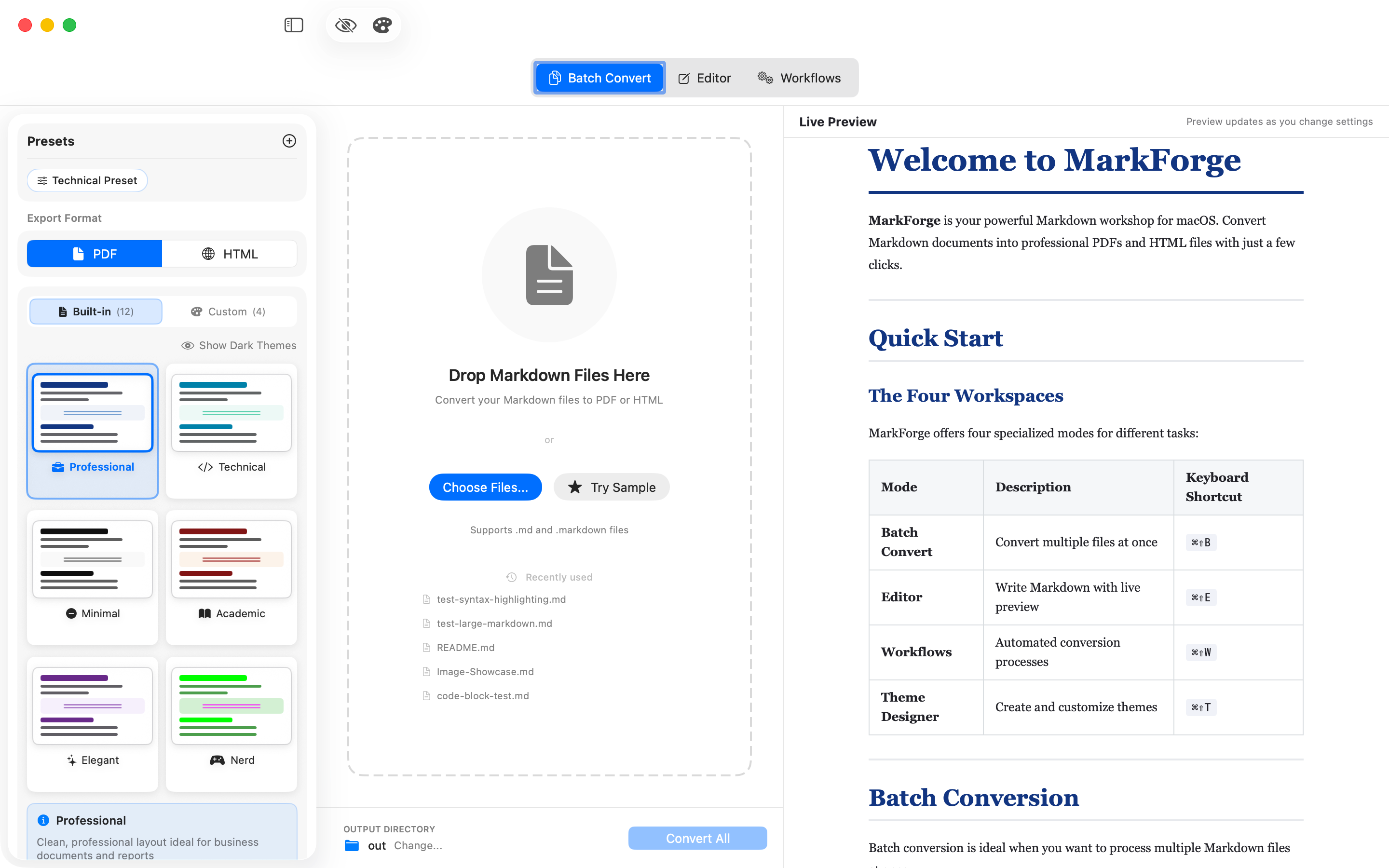 MarkForge Main Window