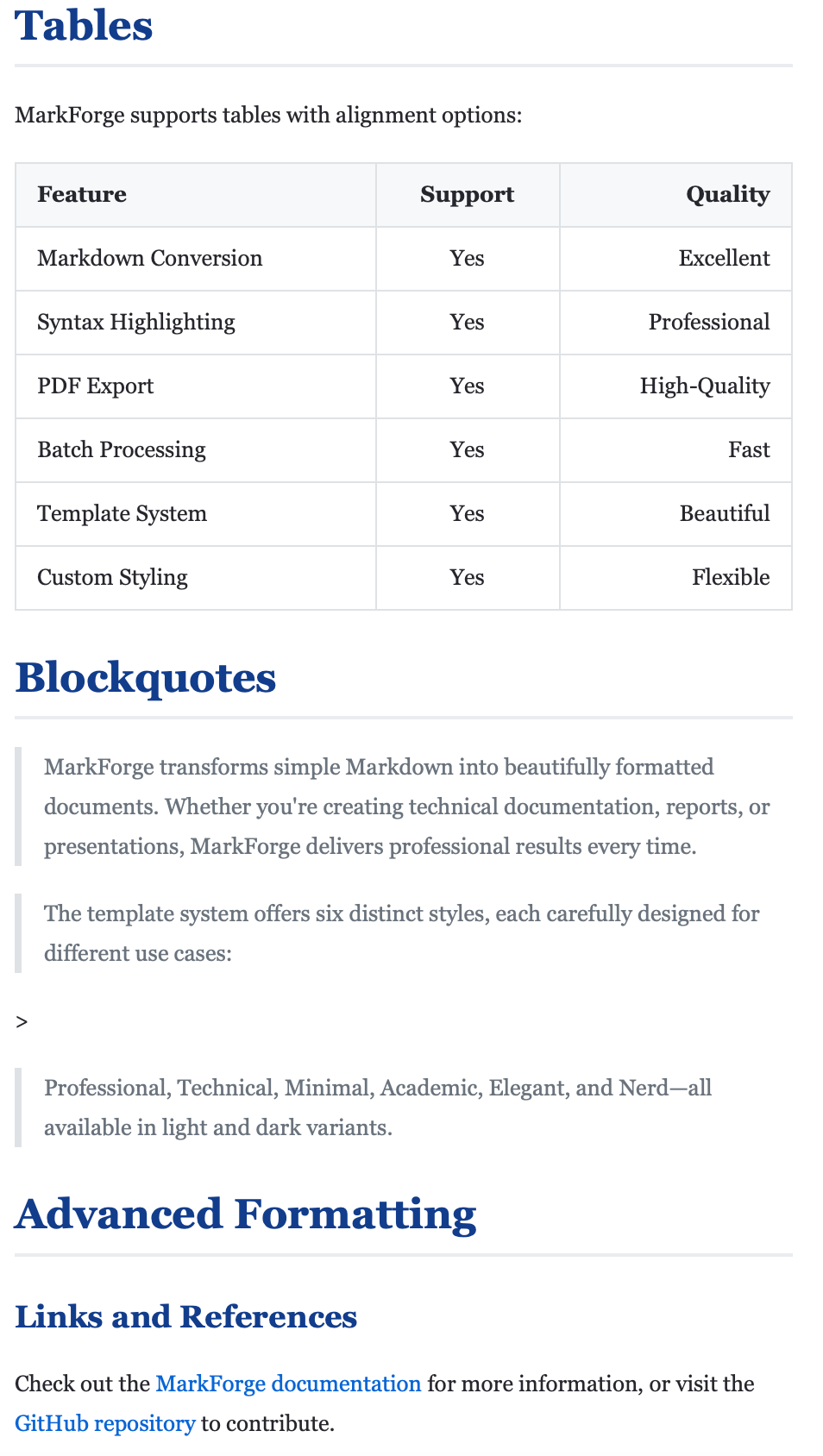 Markdown Elements