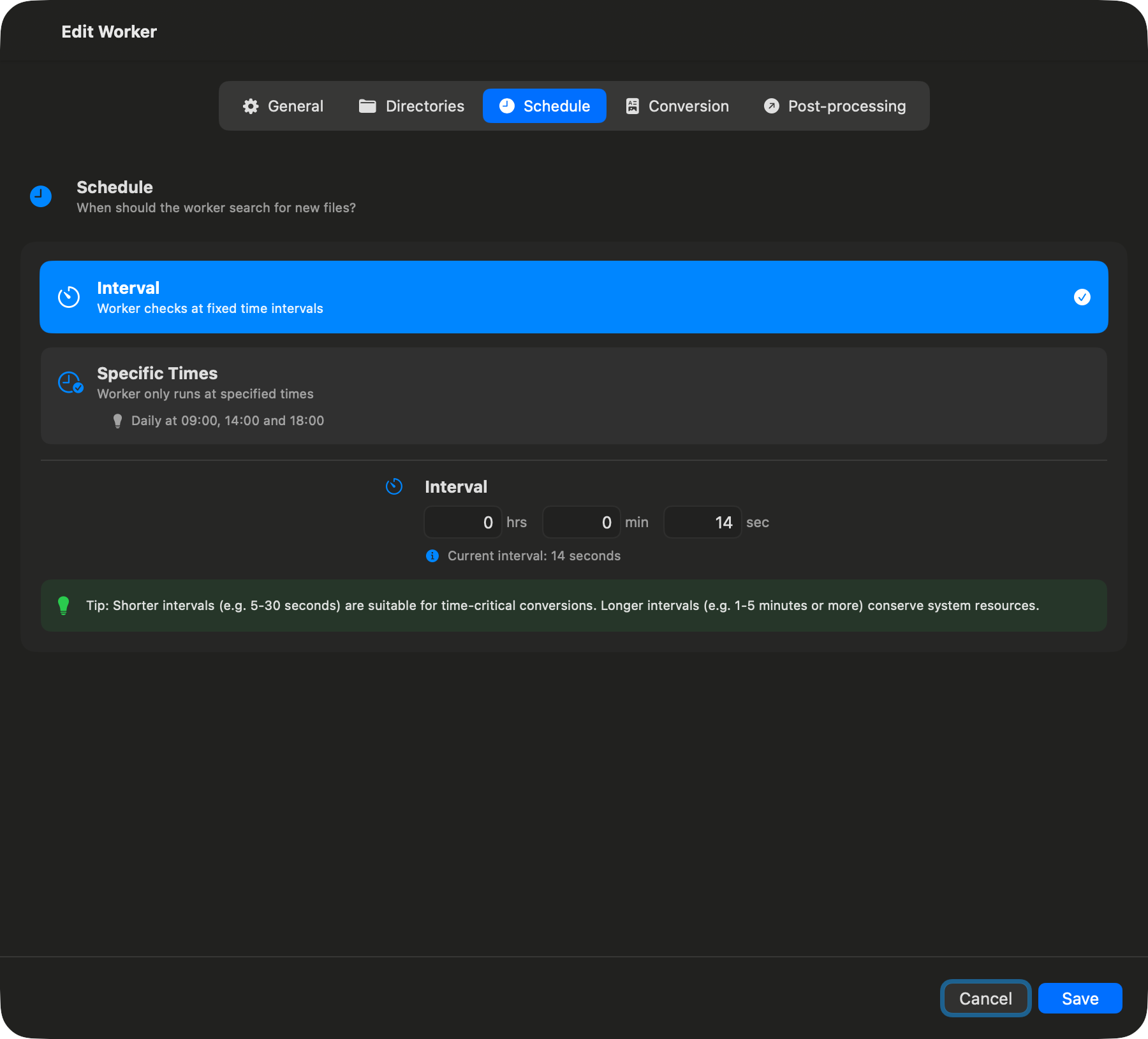 Scheduling Settings