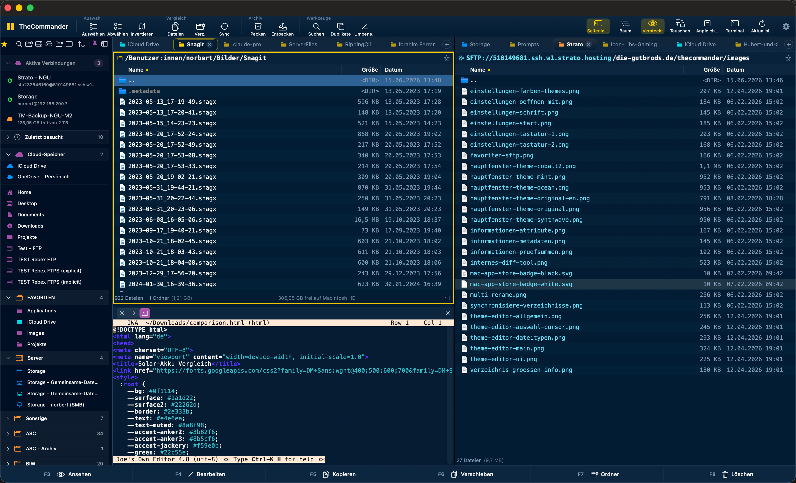 TheCommander with the embedded terminal open