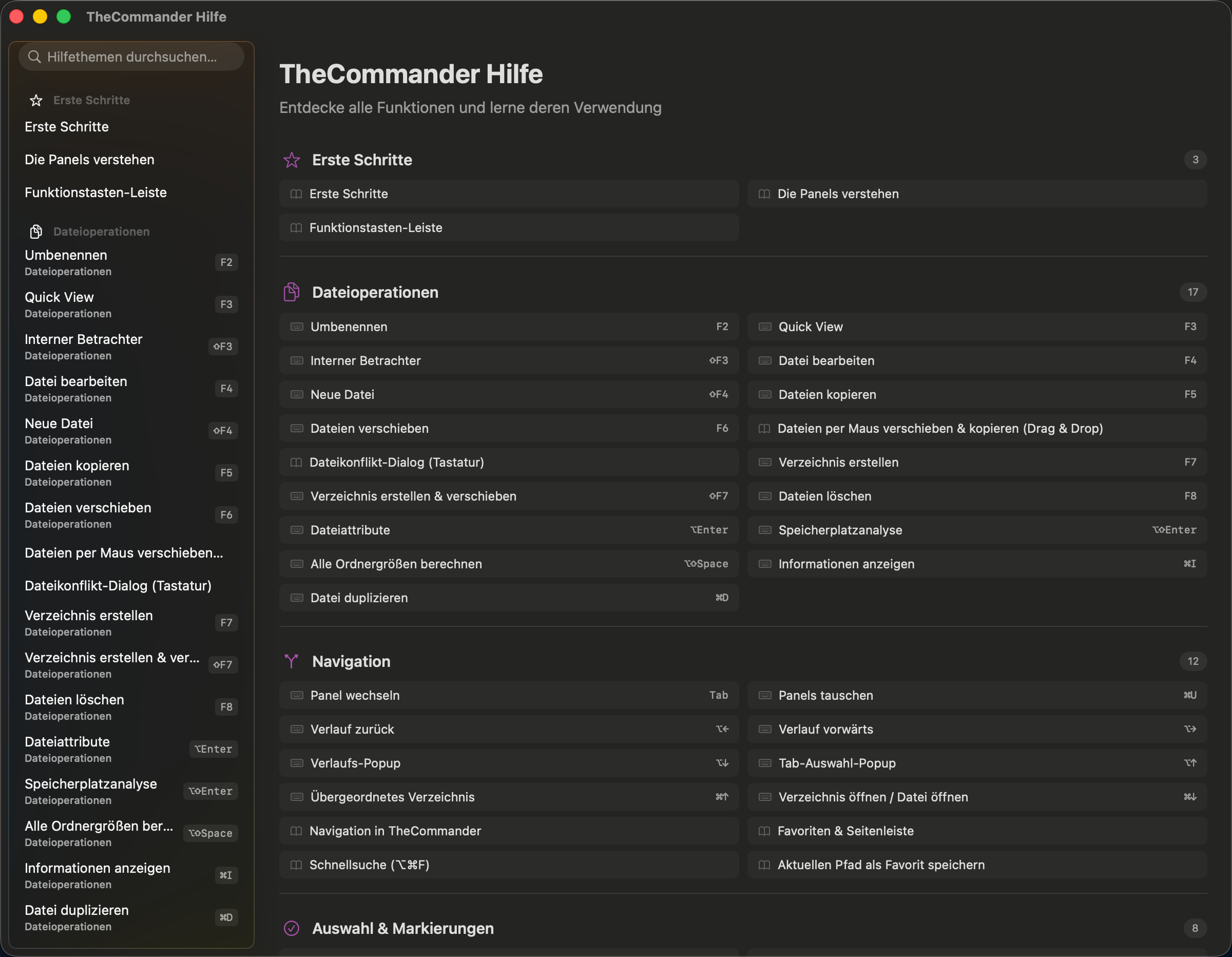 TheCommander built-in searchable help