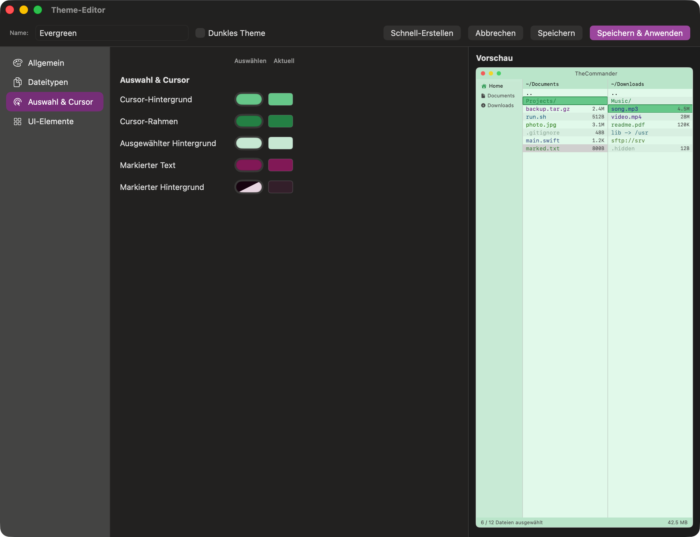 Theme Editor Selection and Cursor Colors
