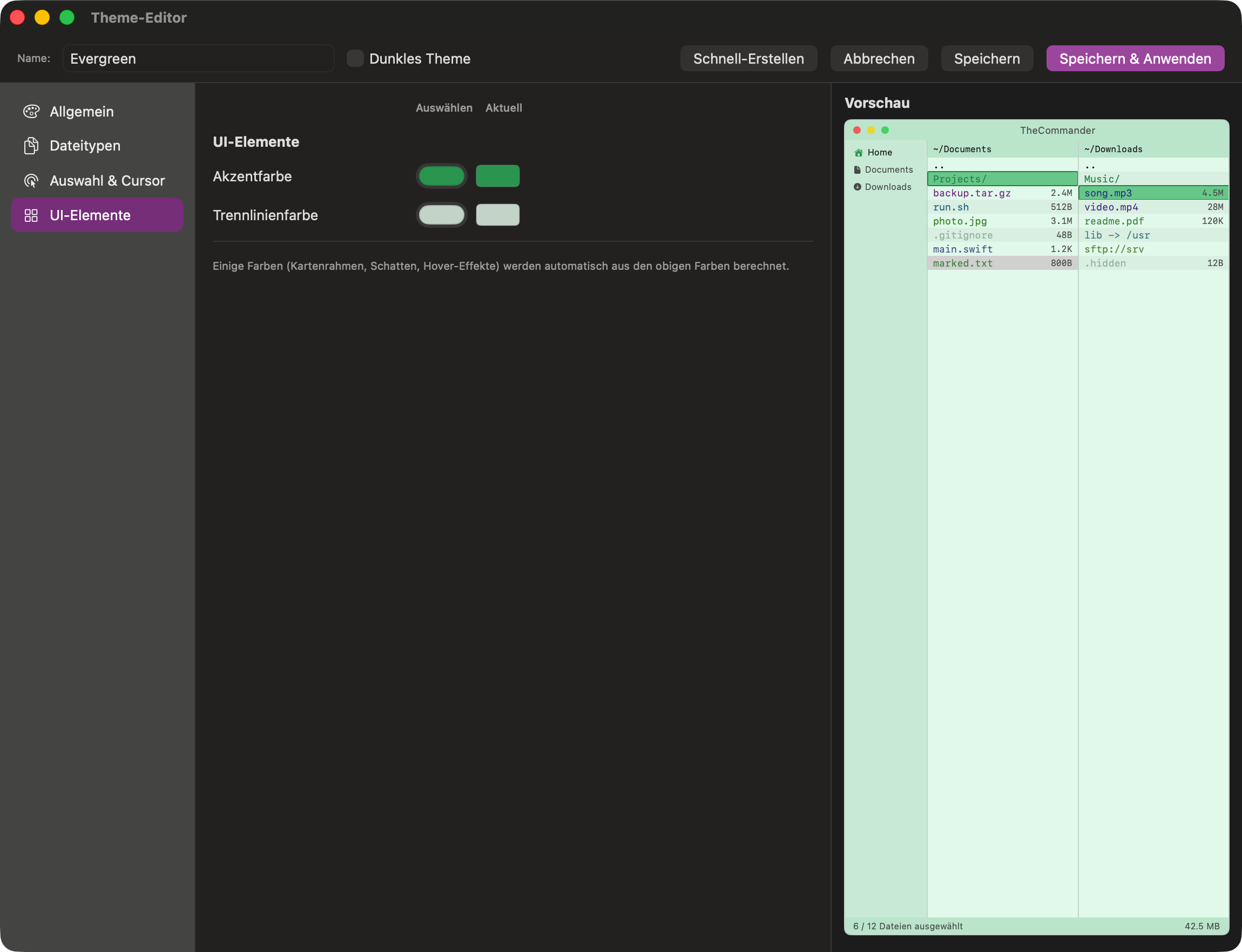 Theme Editor UI Element Colors